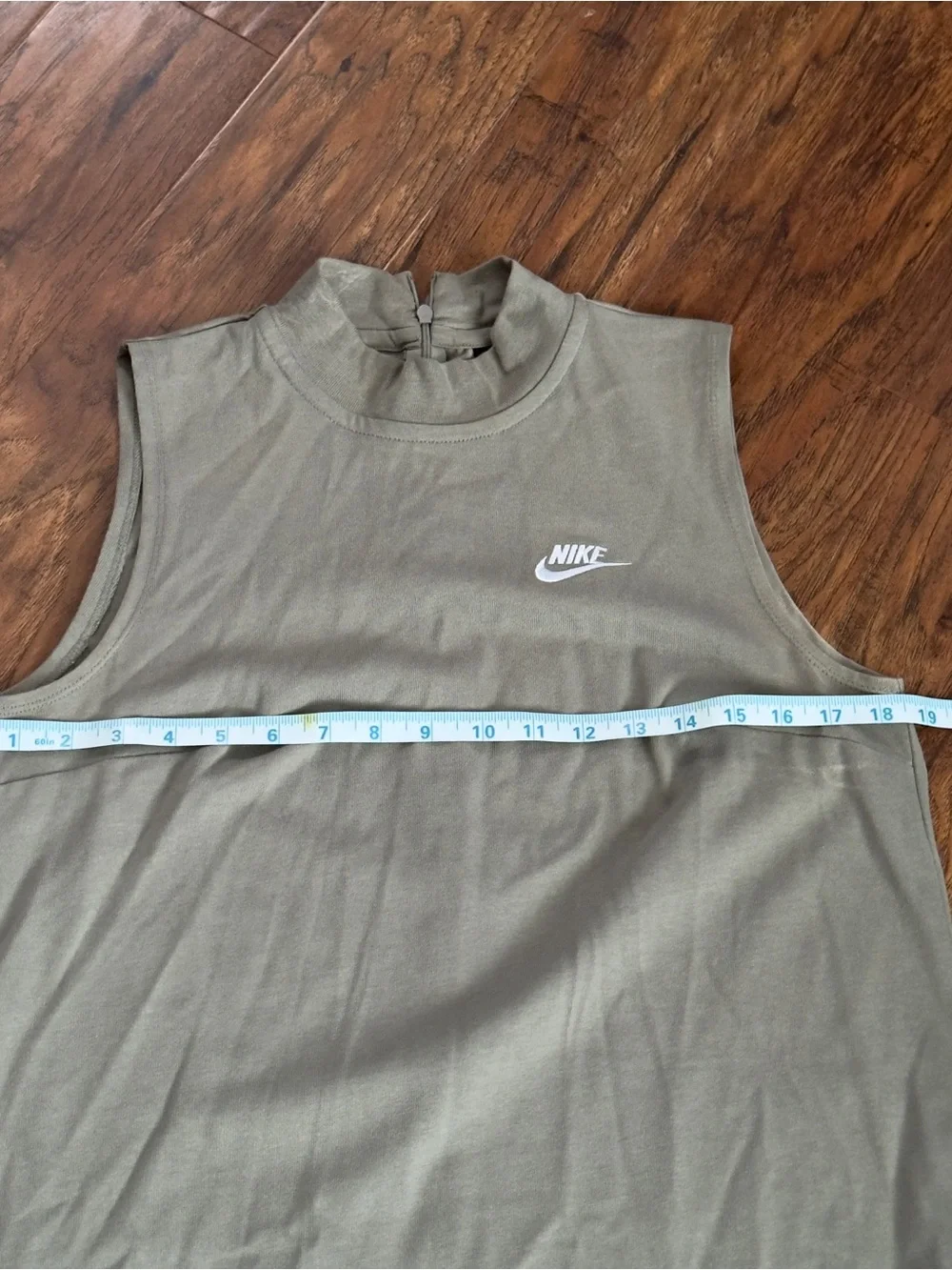 Nike Olive Green Sleeveless Mini Dress with High Neck